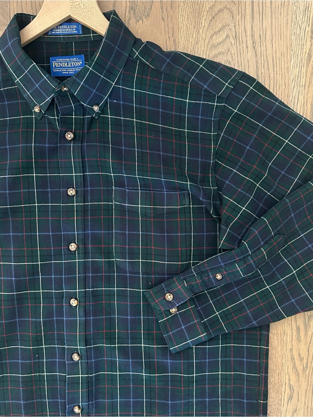 Pendleton Sir Pendleton Men's Worsted Wool Shirt in Hunting Tartan Green XL - Picture 6 of 13